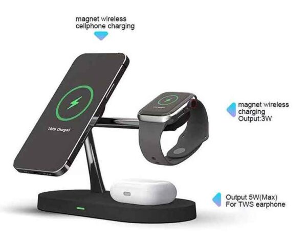 3 in 1 Magnetic Wireless Charger with Night Light, 15W Fast QI Wireless Charging Station Stand Dock Compatible with iPhone 13/12 Pro/Pro Max/Mini, IWatch Series, AirPods Pro/2